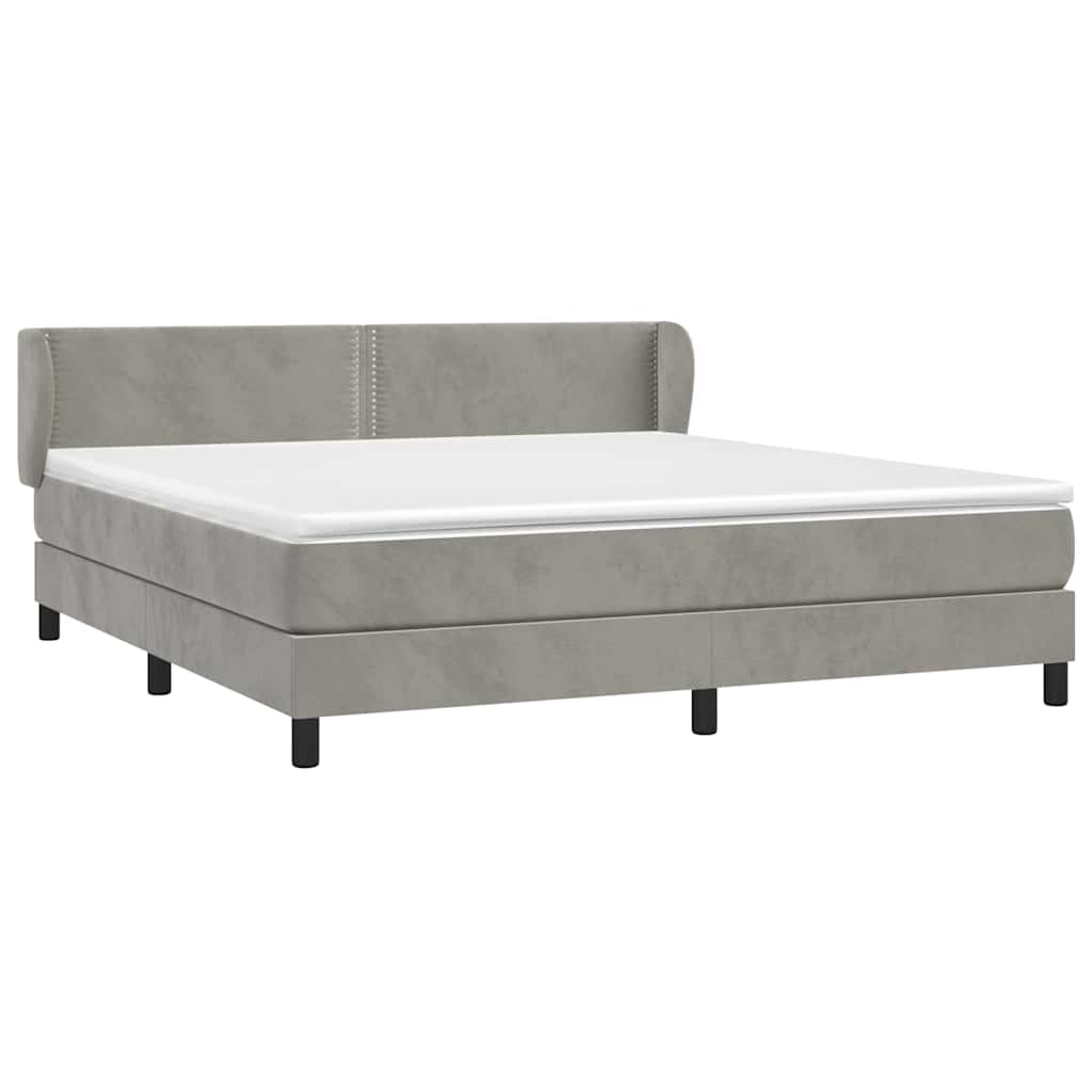 Κρεβάτι Boxspring με Στρώμα Ανοιχτό Γκρι 180x200 εκ. Βελούδινο