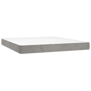 Κρεβάτι Boxspring με Στρώμα Ανοιχτό Γκρι 180x200 εκ. Βελούδινο