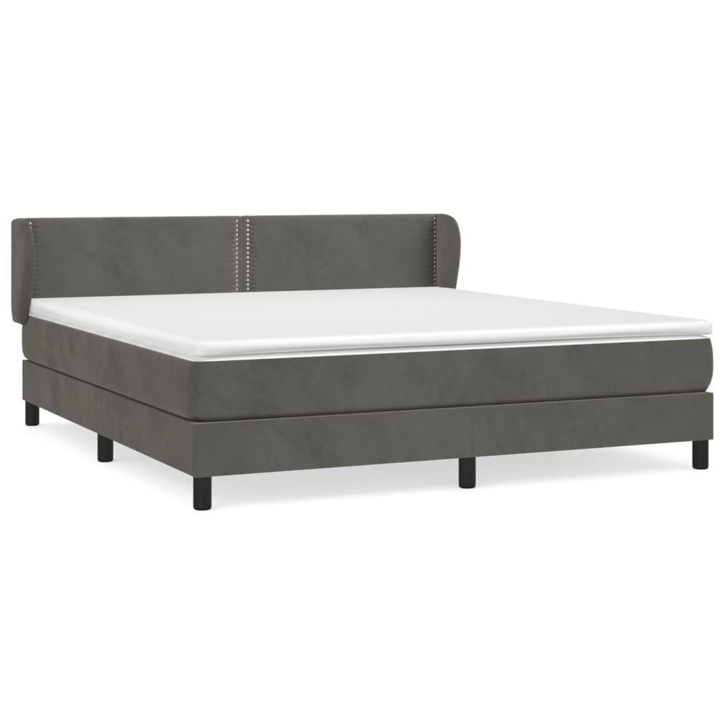Κρεβάτι Boxspring με Στρώμα Σκούρο Γκρι 180x200 εκ. Βελούδινο