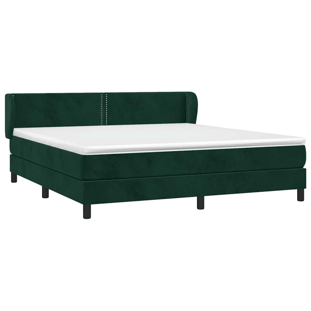 Κρεβάτι Boxspring με Στρώμα Σκούρο Πράσινο 180x200εκ. Βελούδινο