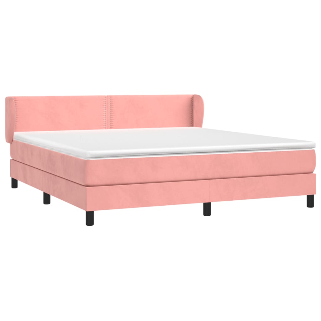 Κρεβάτι Boxspring με Στρώμα Ροζ 180x200 εκ. Βελούδινο