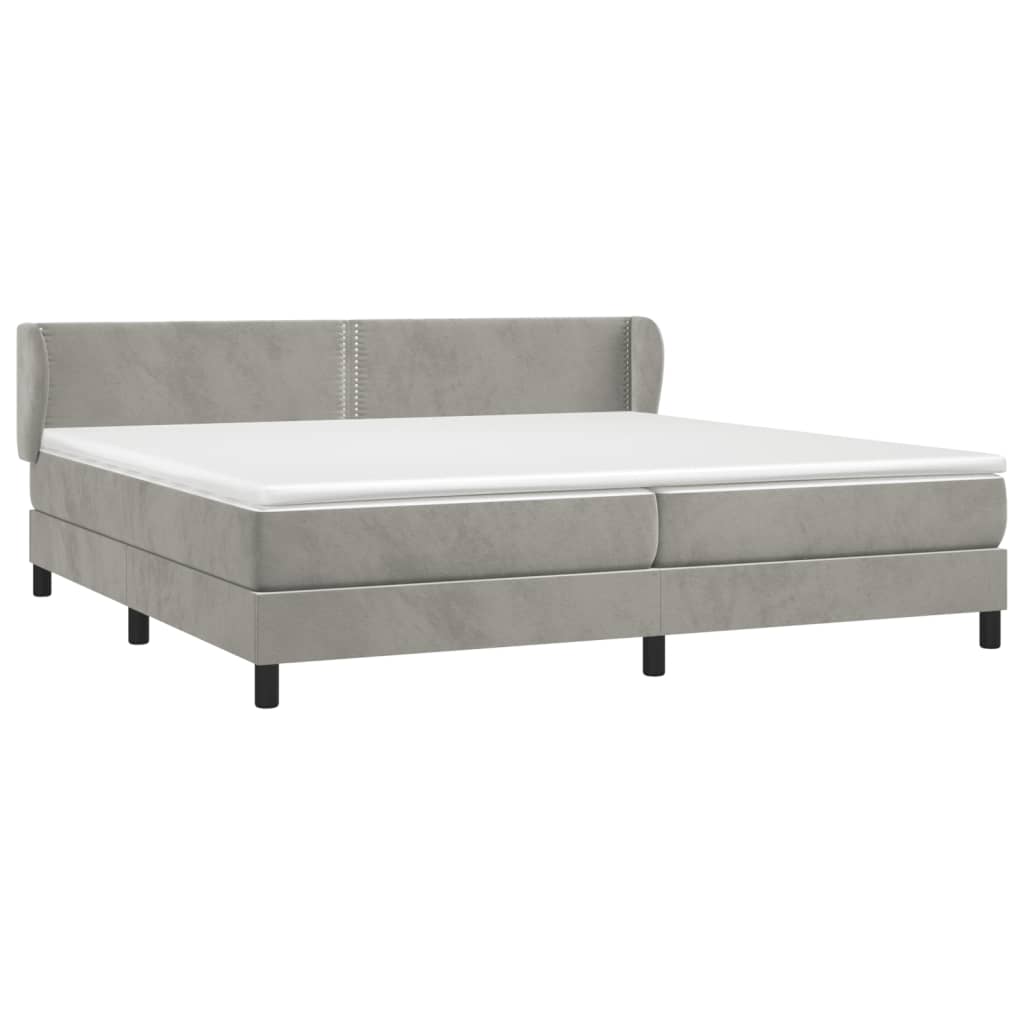 Κρεβάτι Boxspring με Στρώμα Ανοιχτό Γκρι 200x200 εκ. Βελούδινο - Pakobazaar