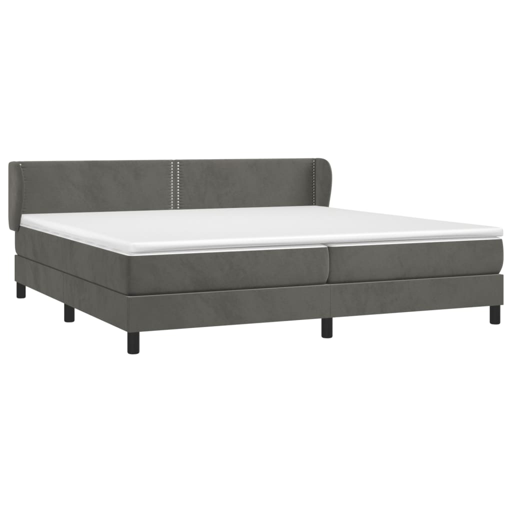 Κρεβάτι Boxspring με Στρώμα Σκούρο Γκρι 200x200 εκ. Βελούδινο