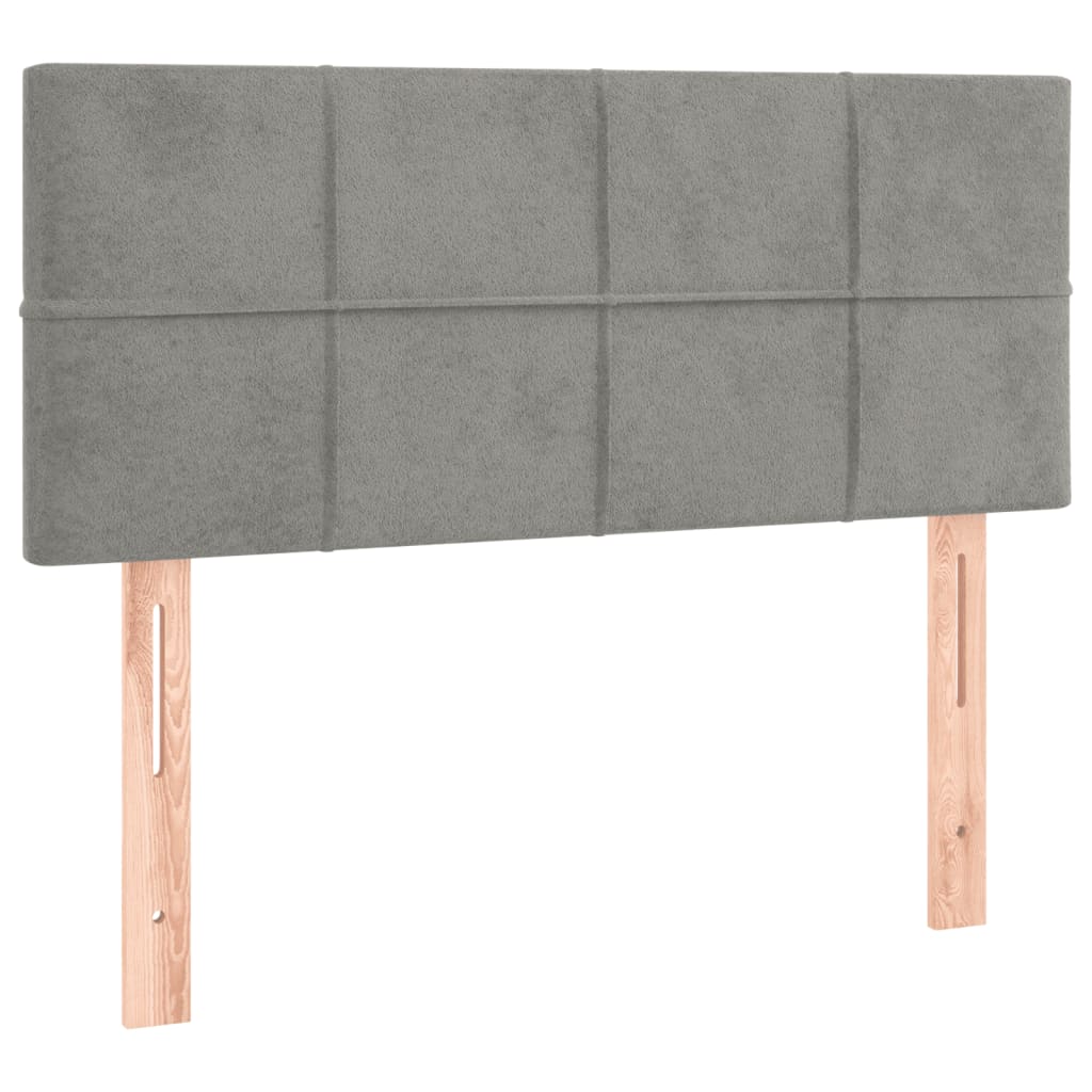 Κρεβάτι Boxspring με Στρώμα Ανοιχτό Γκρι 90x200 εκ. Βελούδινο - Pakobazaar