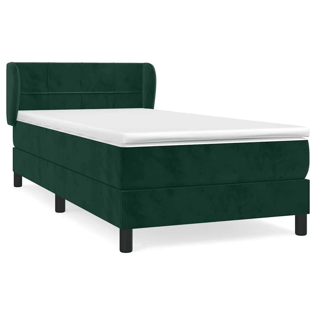 Κρεβάτι Boxspring με Στρώμα Σκούρο Πράσινο 100x200εκ. Βελούδινο - Pakobazaar