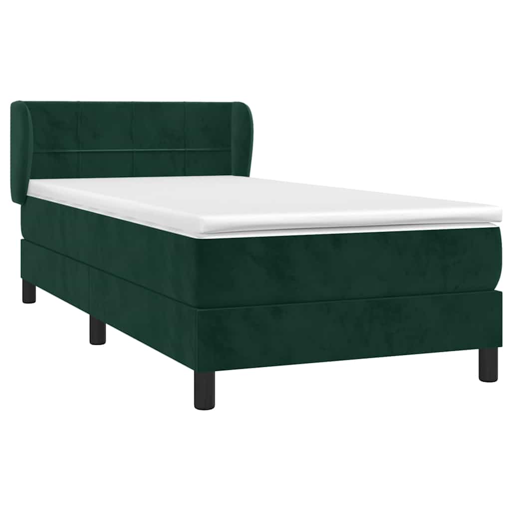 Κρεβάτι Boxspring με Στρώμα Σκούρο Πράσινο 100x200εκ. Βελούδινο - Pakobazaar