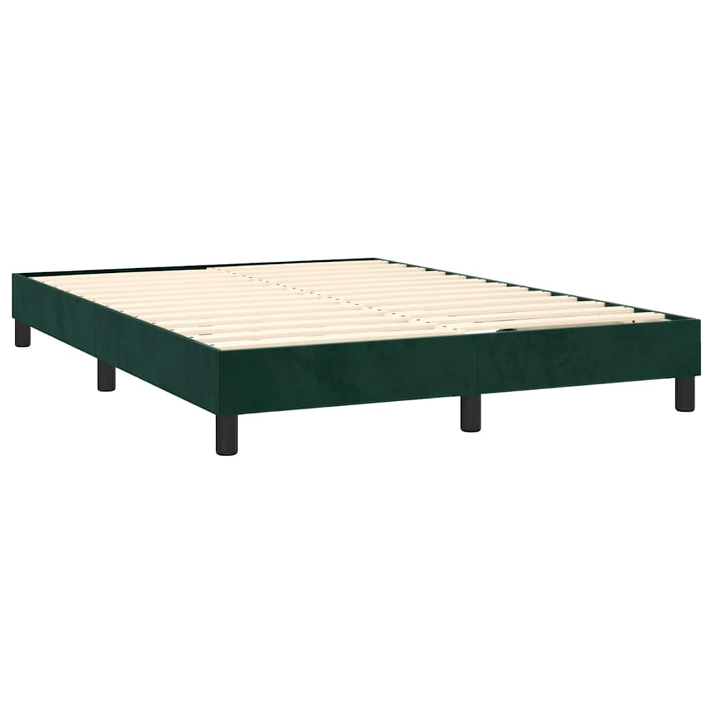 Κρεβάτι Boxspring με Στρώμα Σκούρο Πράσινο 140x200εκ. Βελούδινο