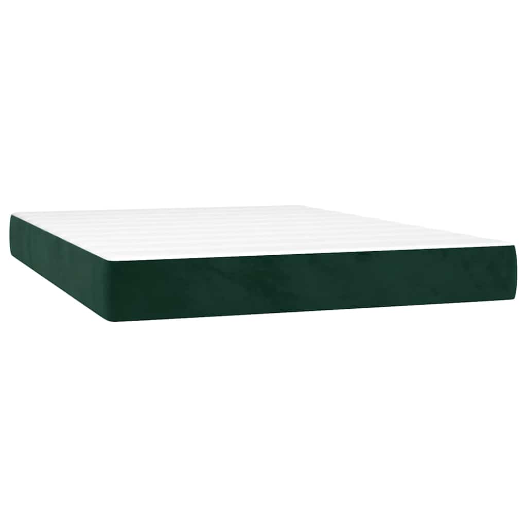 Κρεβάτι Boxspring με Στρώμα Σκούρο Πράσινο 140x200εκ. Βελούδινο