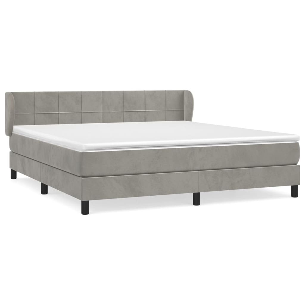 Κρεβάτι Boxspring με Στρώμα Ανοιχτό Γκρι 160x200 εκ. Βελούδινο