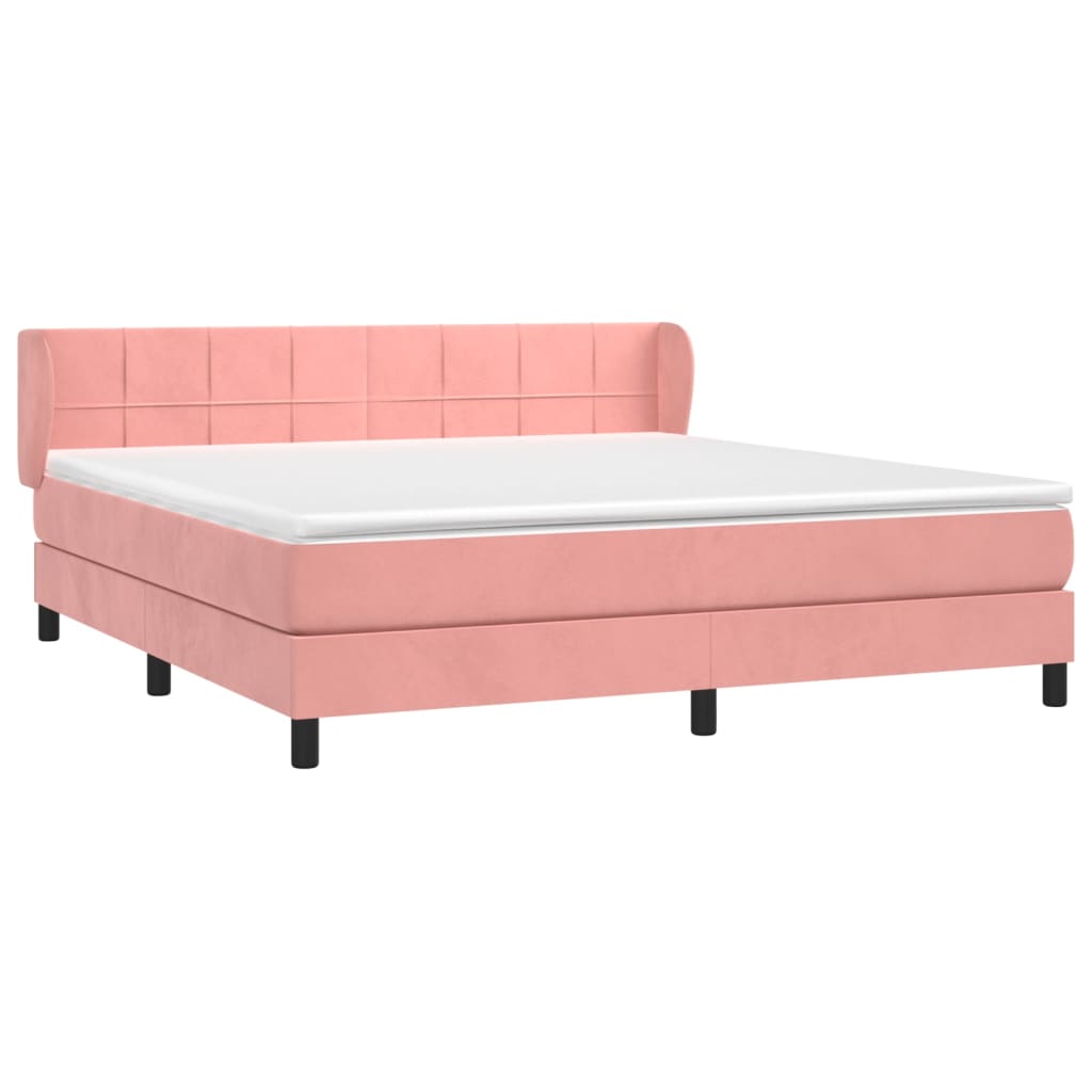 Κρεβάτι Boxspring με Στρώμα Ροζ 160x200 εκ. Βελούδινο