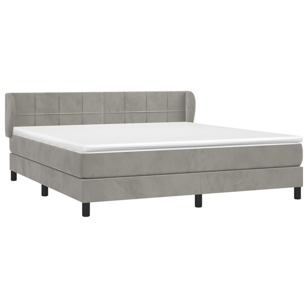 Κρεβάτι Boxspring με Στρώμα Ανοιχτό Γκρι 180x200 εκ. Βελούδινο