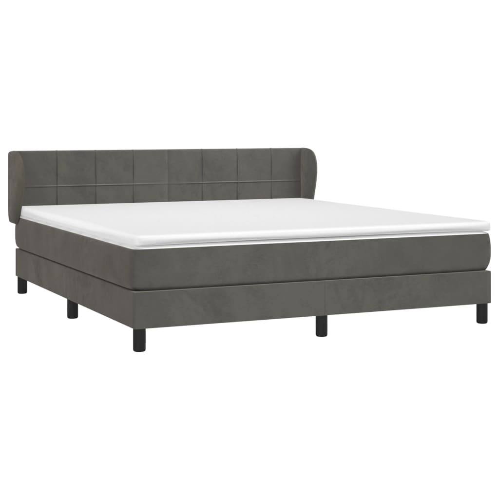 Κρεβάτι Boxspring με Στρώμα Σκούρο Γκρι 180x200 εκ. Βελούδινο