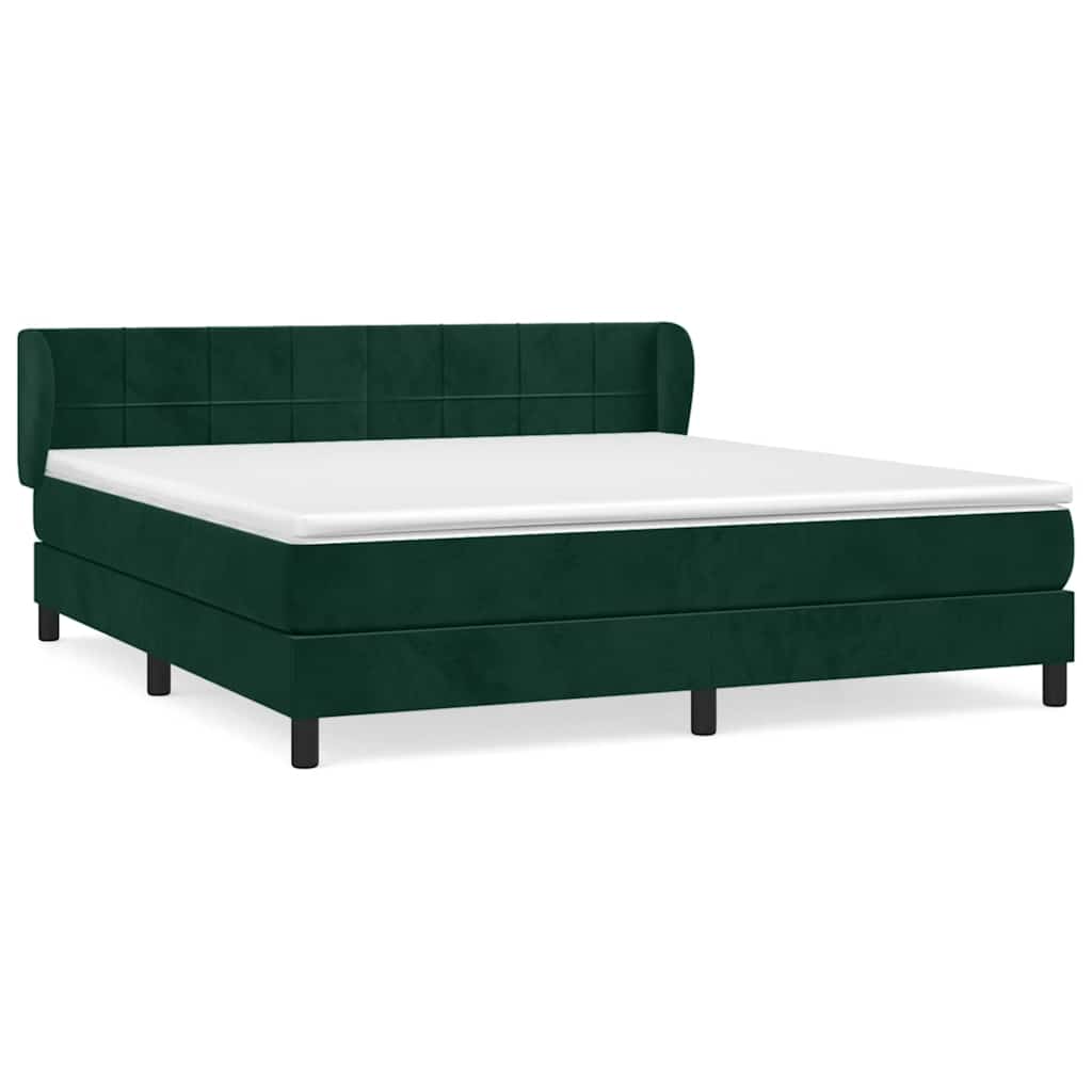 Κρεβάτι Boxspring με Στρώμα Σκούρο Πράσινο 180x200εκ. Βελούδινο