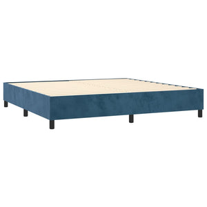 Κρεβάτι Boxspring με Στρώμα Σκούρο Μπλε 90x190 εκ. Βελούδινο