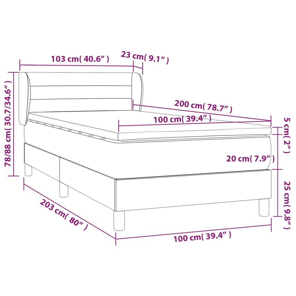 Κρεβάτι Boxspring με Στρώμα Ροζ 100x200 εκ. Βελούδινο