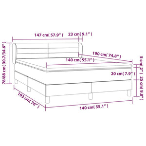 Κρεβάτι Boxspring με Στρώμα Μαύρο 140x190 εκ. Βελούδινο
