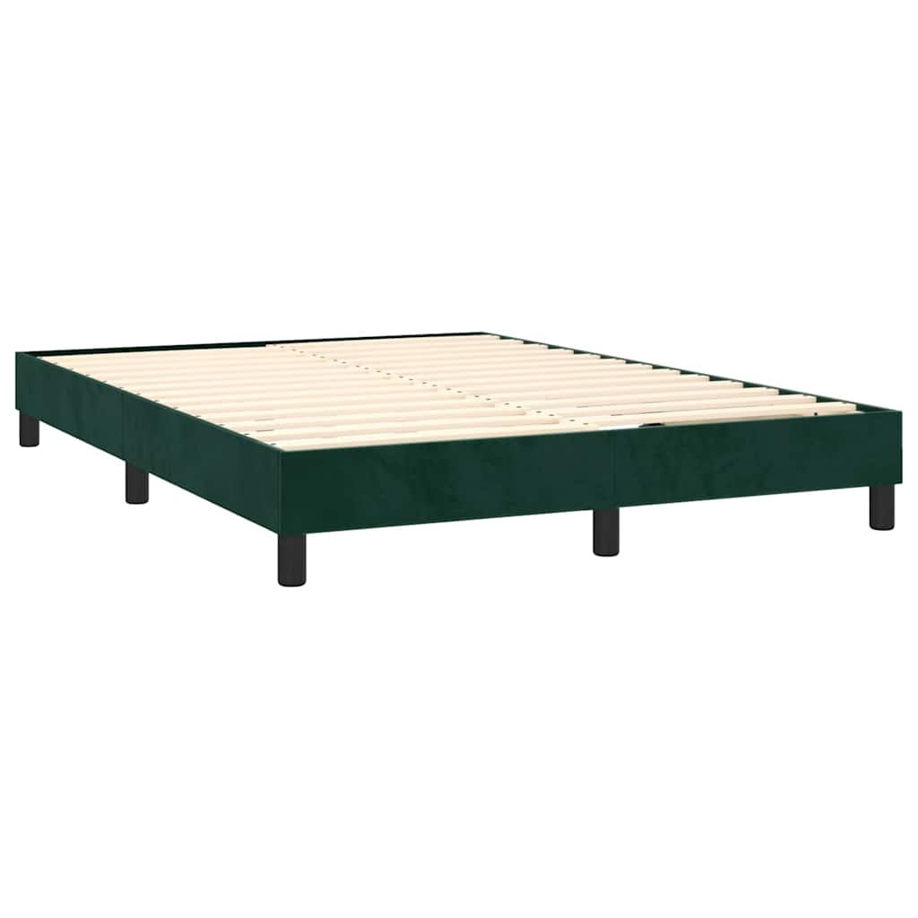 Κρεβάτι Boxspring με Στρώμα Σκούρο Πράσινο 140x200εκ. Βελούδινο