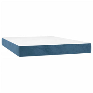 Κρεβάτι Boxspring με Στρώμα Σκούρο Μπλε 140x200 εκ. Βελούδινο - Pakobazaar