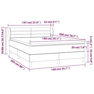 Κρεβάτι Boxspring με Στρώμα Σκούρο Μπλε 140x200 εκ. Βελούδινο - Pakobazaar
