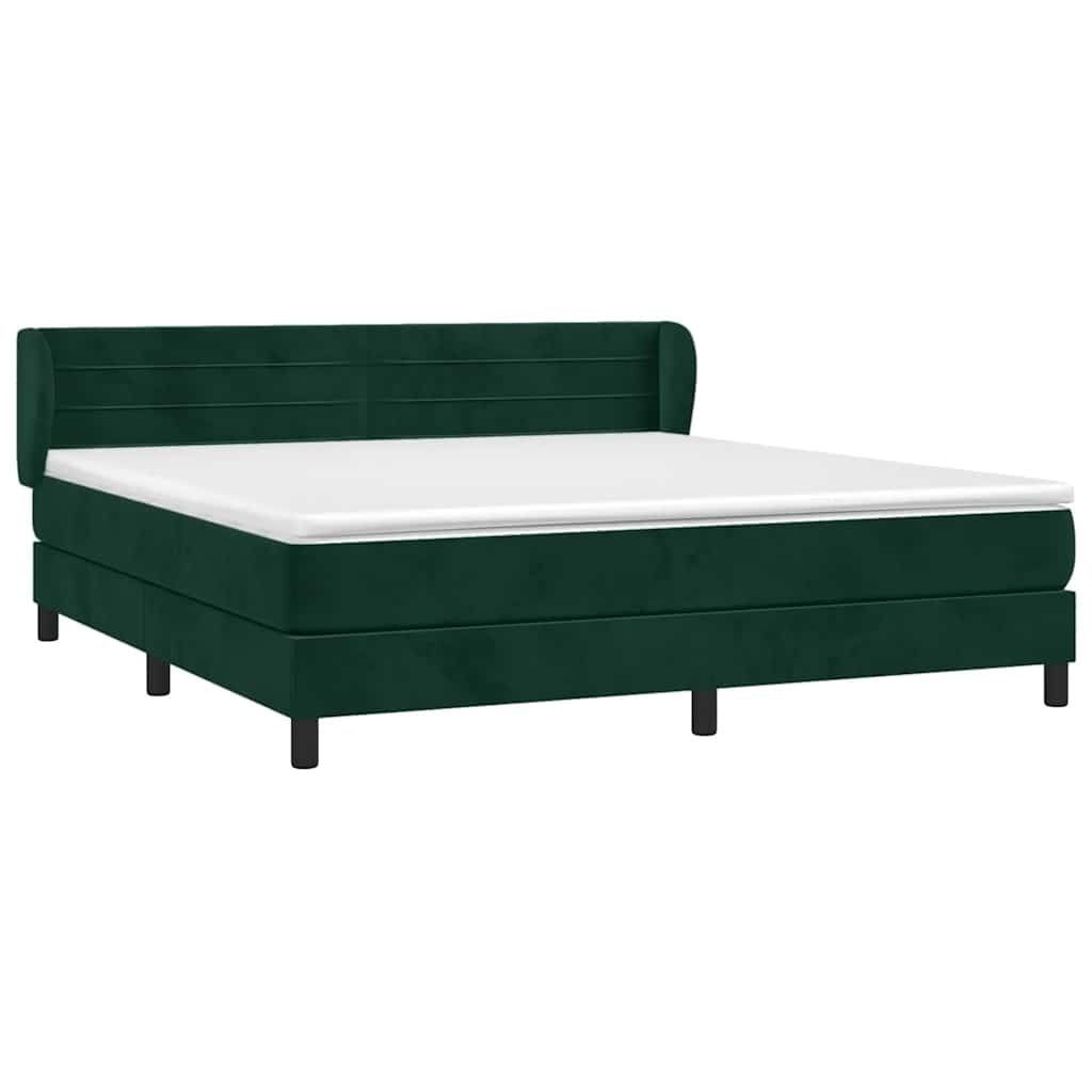 Κρεβάτι Boxspring με Στρώμα Σκούρο Πράσινο 160x200εκ. Βελούδινο