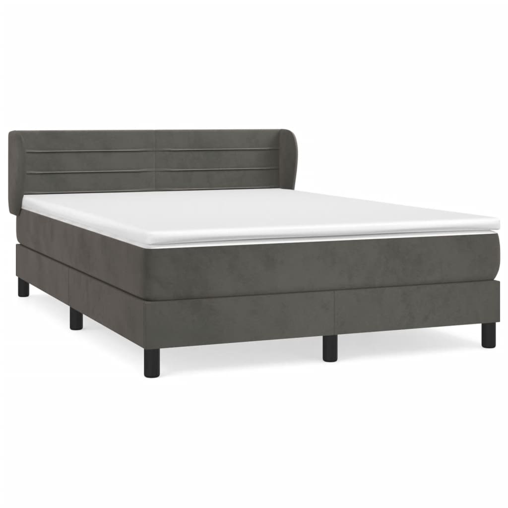 Κρεβάτι Boxspring με Στρώμα Σκούρο Γκρι 180x200 εκ. Βελούδινο