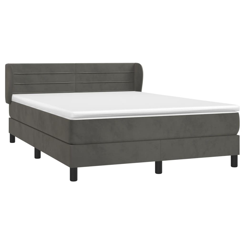 Κρεβάτι Boxspring με Στρώμα Σκούρο Γκρι 180x200 εκ. Βελούδινο