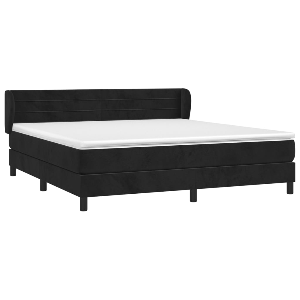 Κρεβάτι Boxspring με Στρώμα Μαύρο 180x200 εκ. Βελούδινο