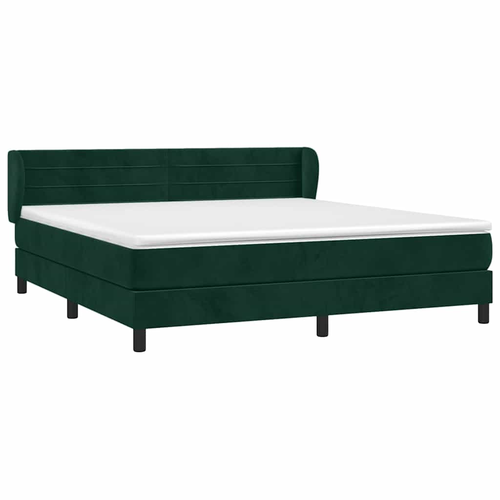 Κρεβάτι Boxspring με Στρώμα Σκούρο Πράσινο 180x200εκ. Βελούδινο