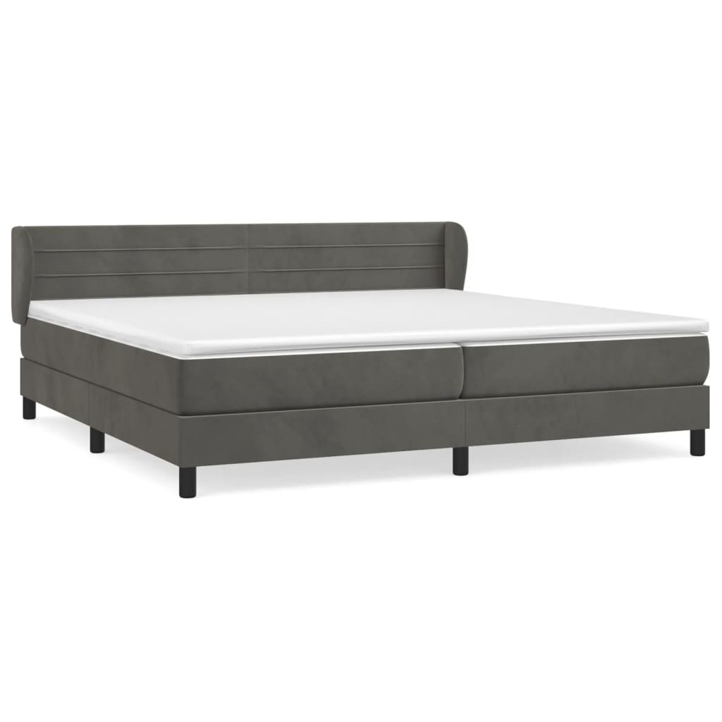 Κρεβάτι Boxspring με Στρώμα Σκούρο Γκρι 200x200 εκ. Βελούδινο