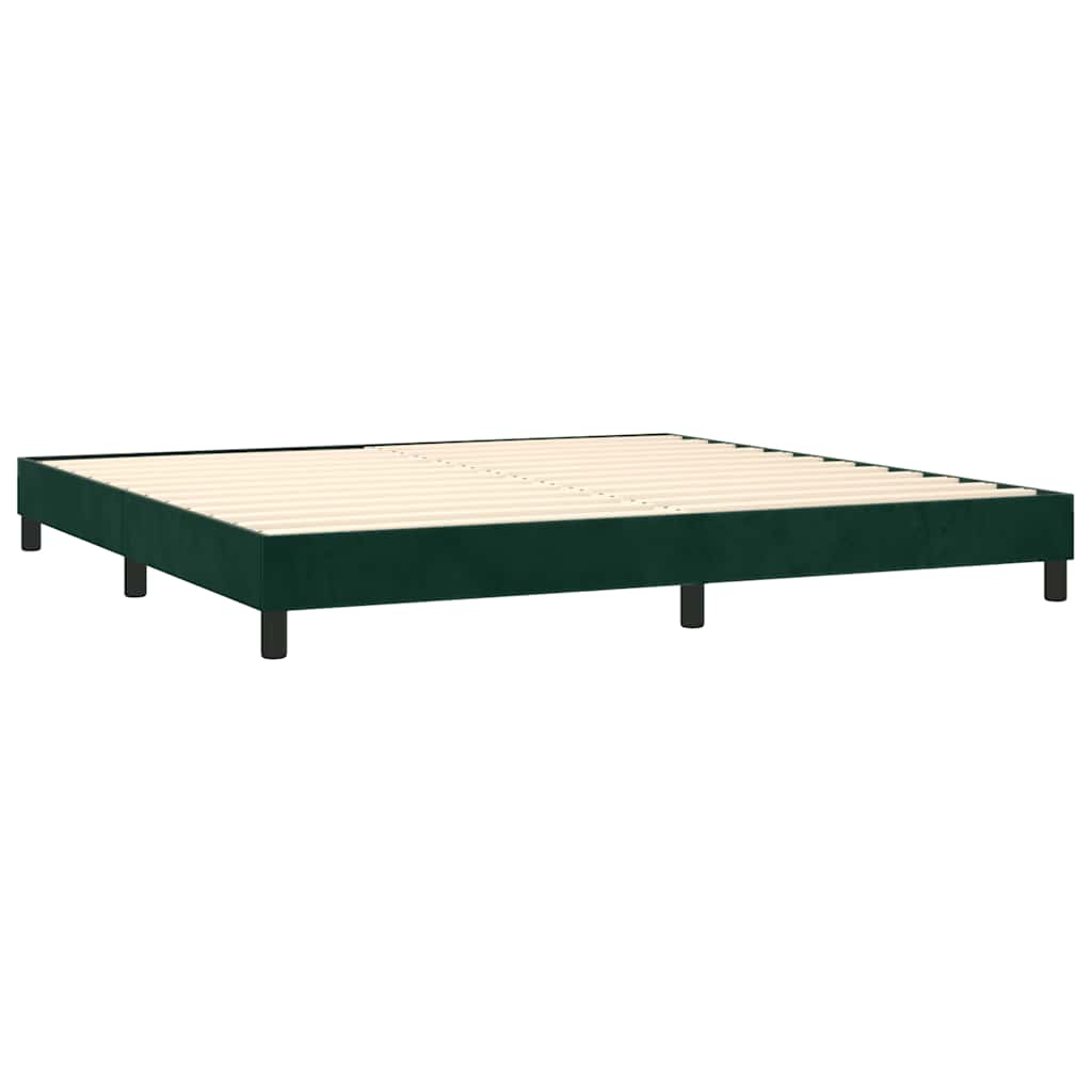 Κρεβάτι Boxspring με Στρώμα Σκούρο Πράσινο 200x200εκ. Βελούδινο