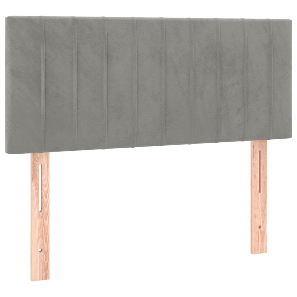 Κρεβάτι Boxspring με Στρώμα Ανοιχτό Γκρι 100x200 εκ. Βελούδινο - Pakobazaar