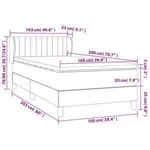 Κρεβάτι Boxspring με Στρώμα Ροζ 100x200 εκ. Βελούδινο