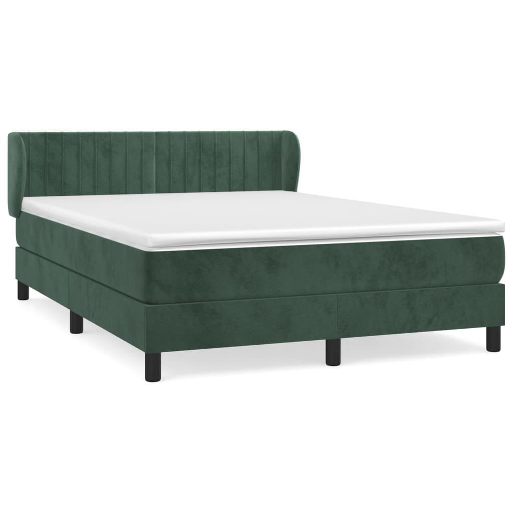 Κρεβάτι Boxspring με Στρώμα Σκούρο Πράσινο 140x200εκ. Βελούδινο