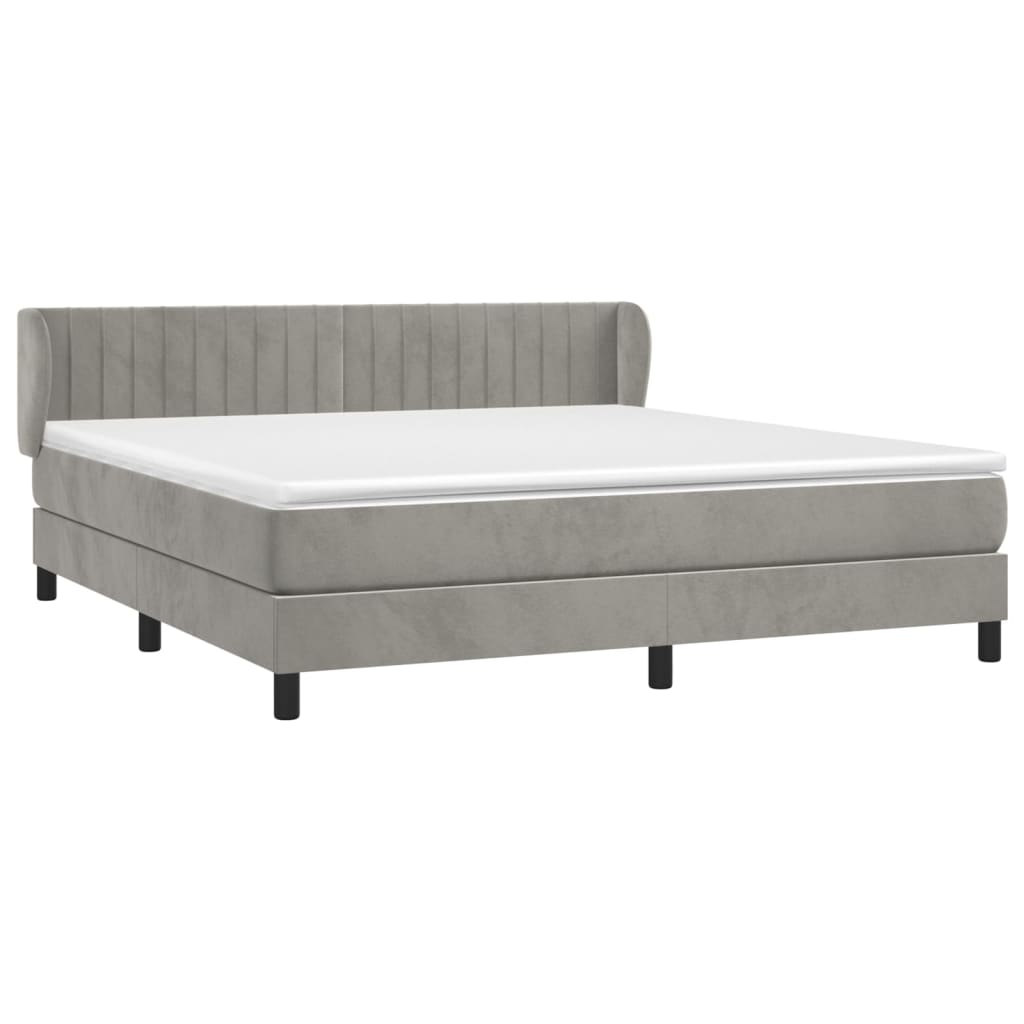 Κρεβάτι Boxspring με Στρώμα Ανοιχτό Γκρι 160x200 εκ. Βελούδινο