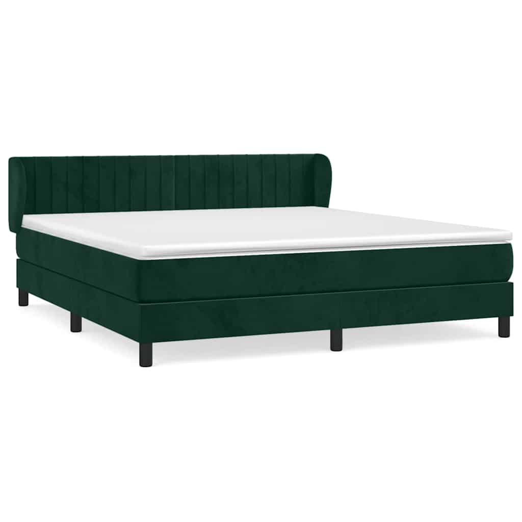 Κρεβάτι Boxspring με Στρώμα Σκούρο Πράσινο 160x200εκ. Βελούδινο