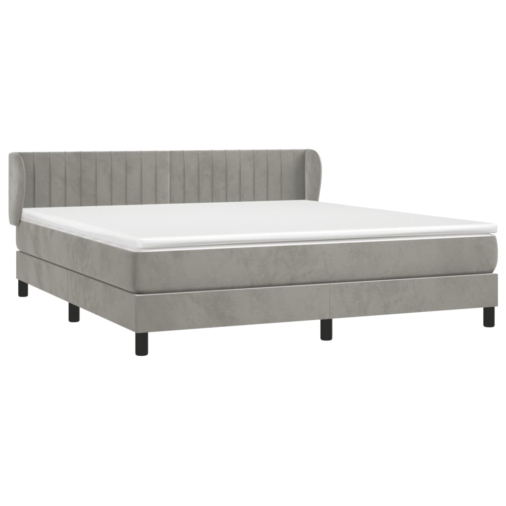 Κρεβάτι Boxspring με Στρώμα Ανοιχτό Γκρι 180x200 εκ. Βελούδινο