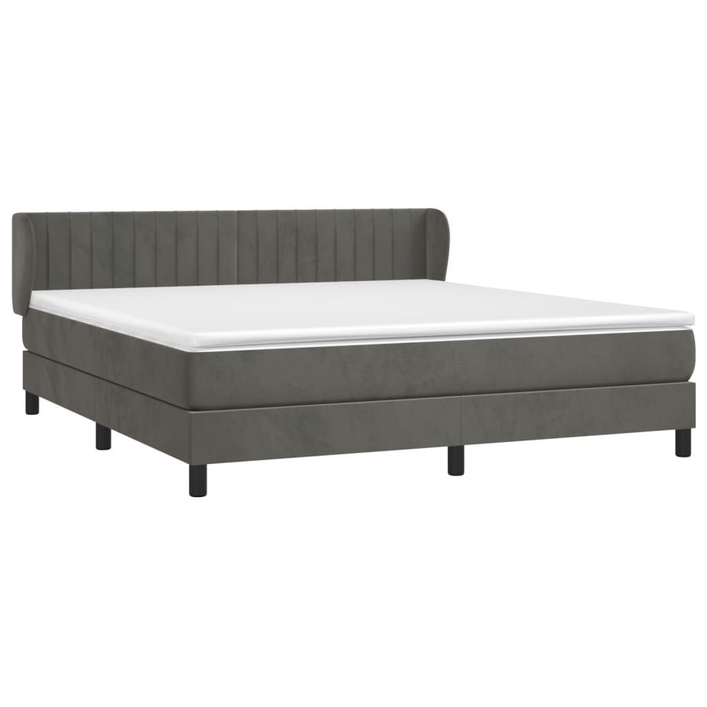 Κρεβάτι Boxspring με Στρώμα Σκούρο Γκρι 180x200 εκ. Βελούδινο