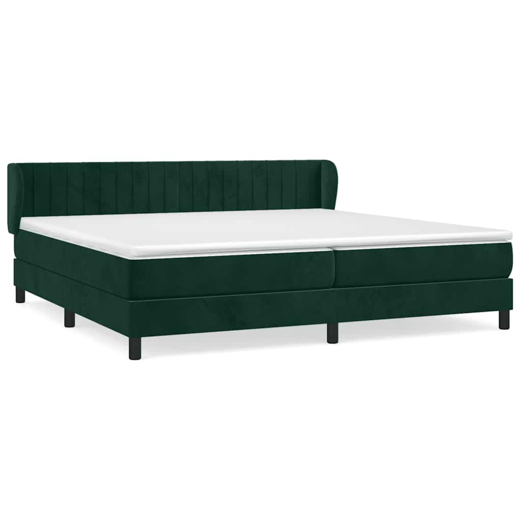 Κρεβάτι Boxspring με Στρώμα Σκούρο Πράσινο 200x200εκ. Βελούδινο