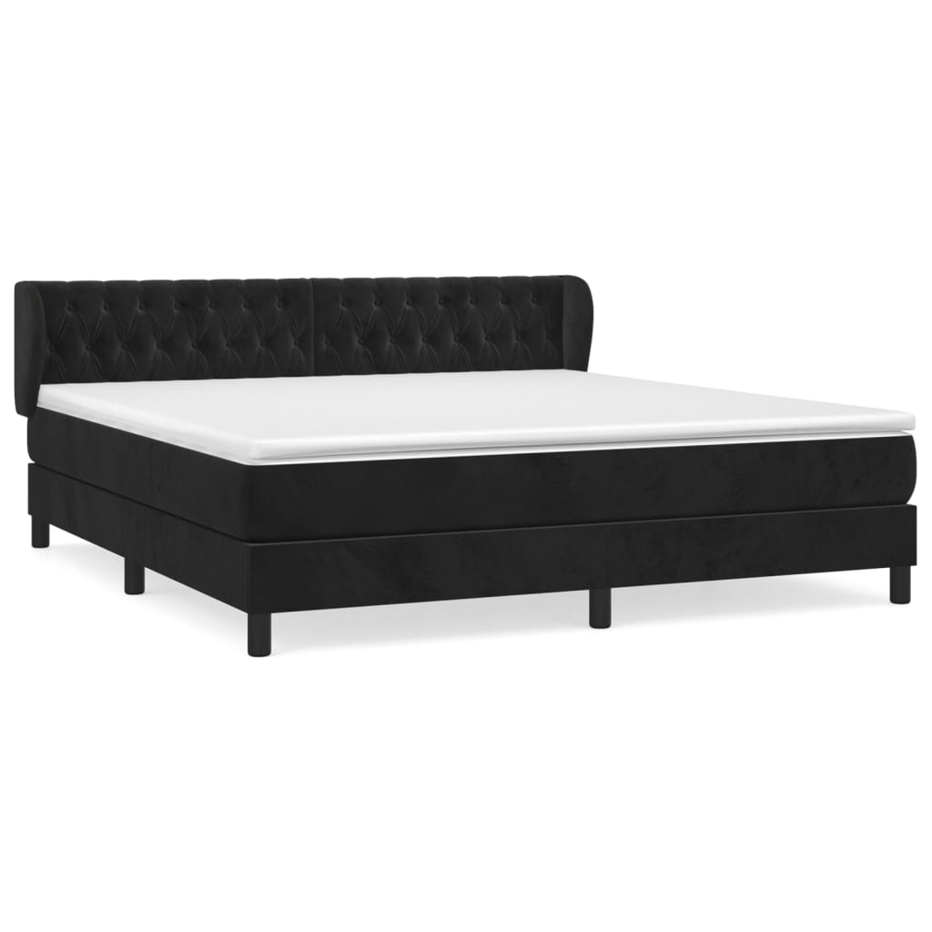 Κρεβάτι Boxspring με Στρώμα Μαύρο 180x200 εκ. Βελούδινο