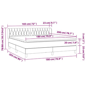 Κρεβάτι Boxspring με Στρώμα Μαύρο 180x200 εκ. Βελούδινο