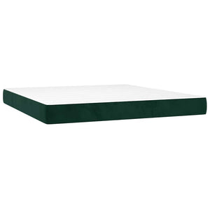 Κρεβάτι Boxspring με Στρώμα Σκούρο Πράσινο 180x200εκ. Βελούδινο