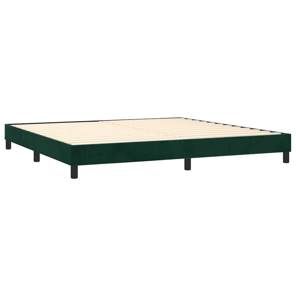 Κρεβάτι Boxspring με Στρώμα Σκούρο Πράσινο 200x200εκ. Βελούδινο