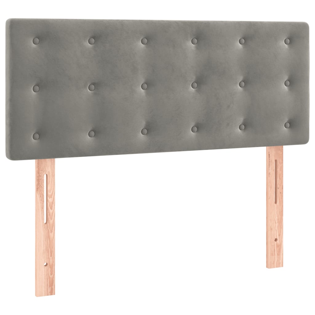 Κρεβάτι Boxspring με Στρώμα Ανοιχτό Γκρι 90x190 εκ. Βελούδινο