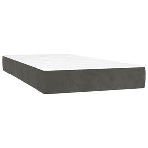 Κρεβάτι Boxspring με Στρώμα Σκούρο Γκρι 90x190 εκ. Βελούδινο