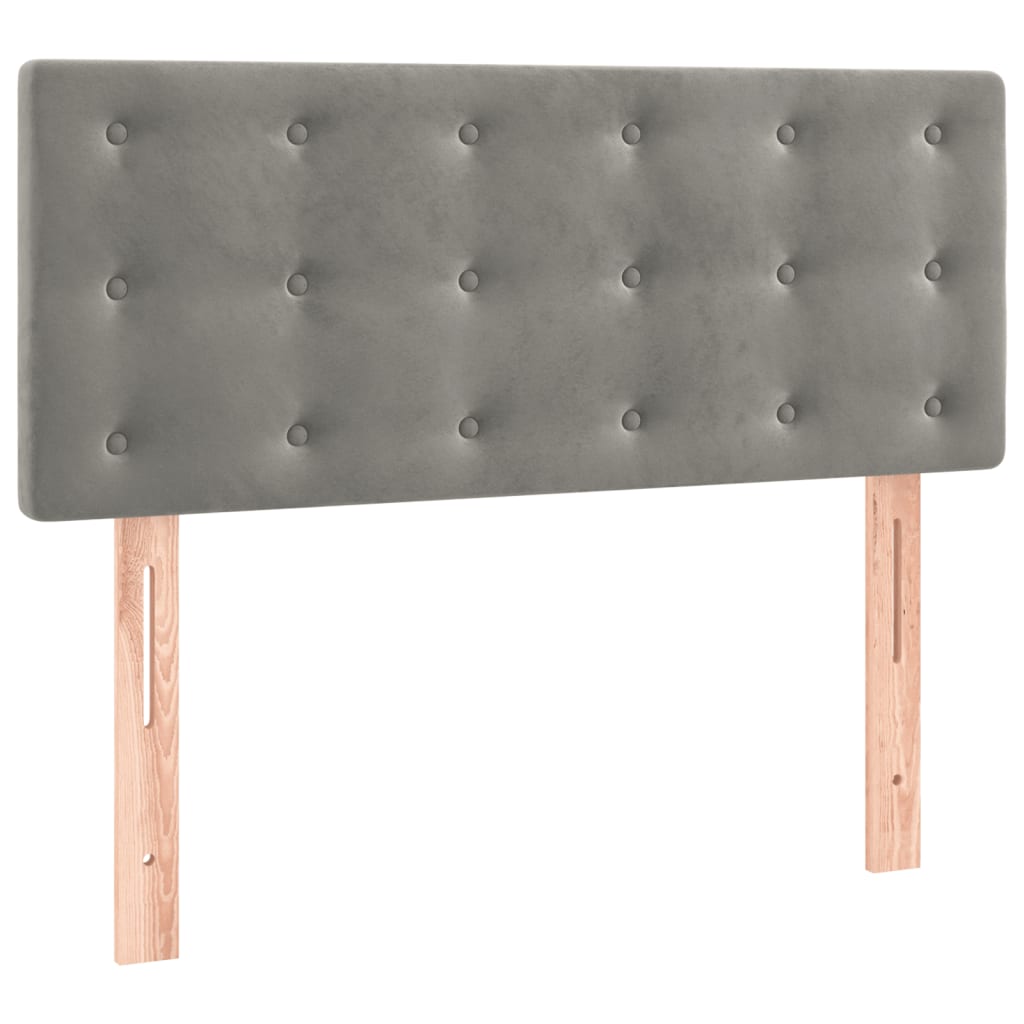Κρεβάτι Boxspring με Στρώμα Ανοιχτό Γκρι 90x200 εκ. Βελούδινο - Pakobazaar