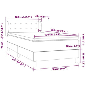 Κρεβάτι Boxspring με Στρώμα Σκούρο Πράσινο 100x200εκ. Βελούδινο