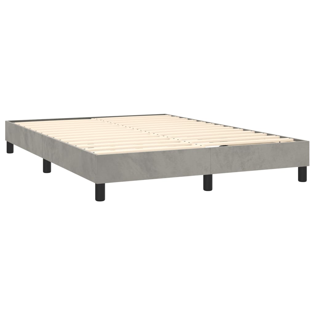 Κρεβάτι Boxspring με Στρώμα Ανοιχτό Γκρι 140x190 εκ. Βελούδινο - Pakobazaar