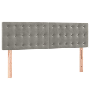 Κρεβάτι Boxspring με Στρώμα Ανοιχτό Γκρι 140x190 εκ. Βελούδινο - Pakobazaar