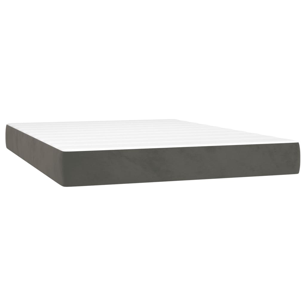 Κρεβάτι Boxspring με Στρώμα Σκούρο Γκρι 140x190 εκ. Βελούδινο