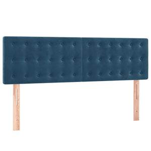 Κρεβάτι Boxspring με Στρώμα Σκούρο Μπλε 140x200 εκ. Βελούδινο - Pakobazaar